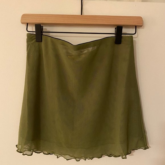 Verge Girl Dresses & Skirts - VRG GRL Verge Girl After Midnight Mesh Mini Skirt // Khaki